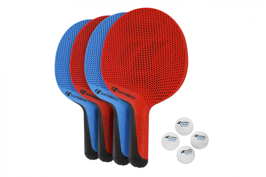 Pack 4 raquettes de ping pong softbat quattro cornilleau et 4 balles 0